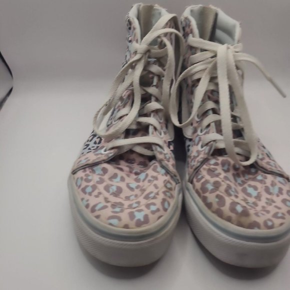Vans Hi Top Animal Print Leopard Pink Blue Canvas Size 2 - Picture 2 of 7